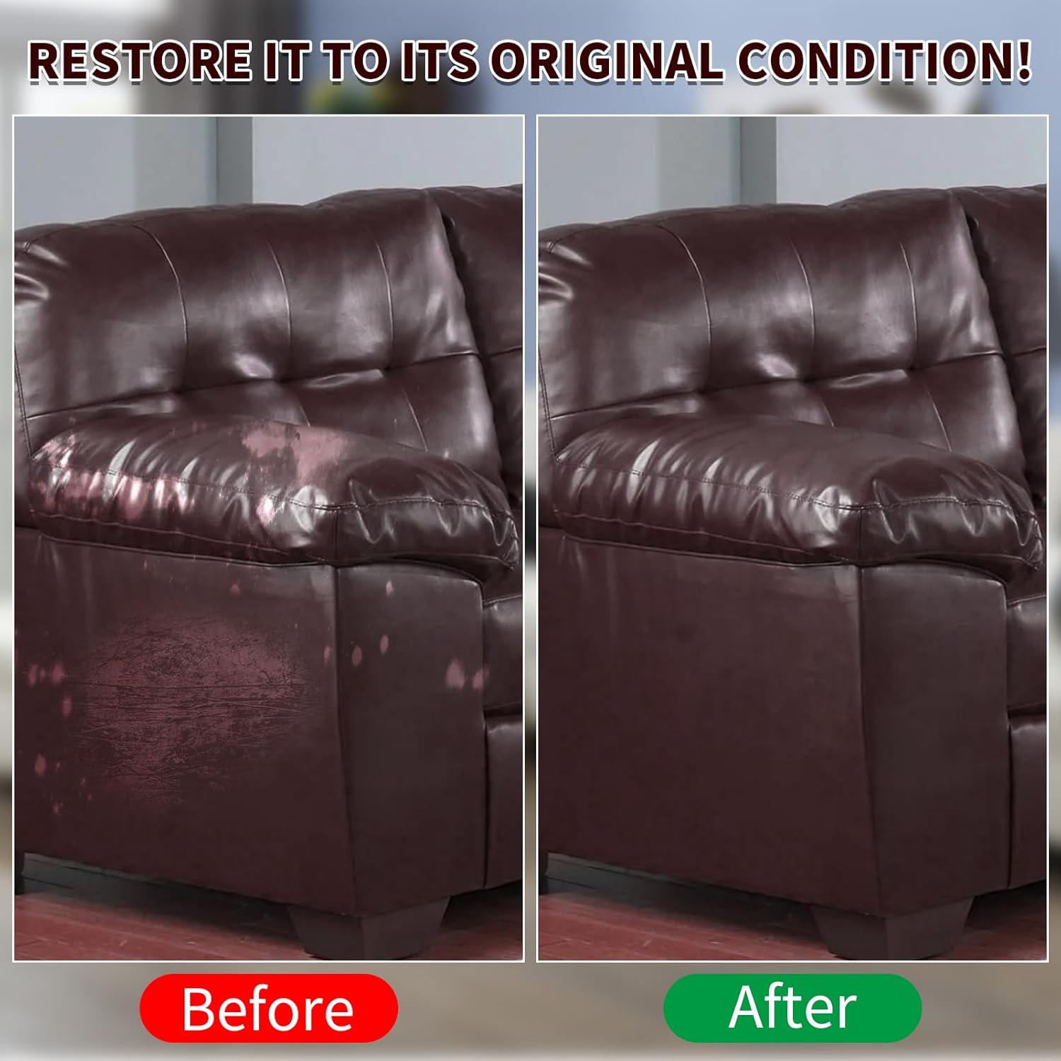Maroon Leather Recoloring Balm,Leather Couch Scratch/Stain Remover,Leather Repair kit for Vinyl Furniture and Car Interior,Leather Dye Paint for Scratched and Faded Leather Couches