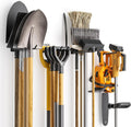Wall Mount Garage Tool Organizer Storage Hook for Yard Shed, Garden Tool Holder Organizer Rack, Metal Garage Garden Tool Hanger for Lawn Organizer Holds Shovel,Rakes,Brooms,Hoses 4 Pack