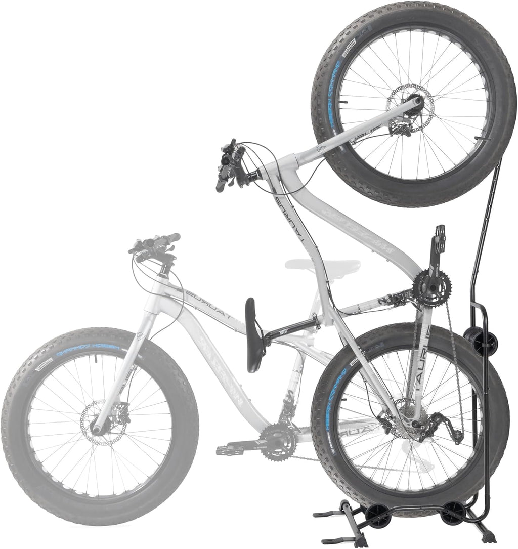 CyclingDeal Upright Bike Stand - Premium Quality Vertical & Horizontal Adjustable Bicycle Floor Parking Rack - for Storing MTB Road Bikes - up to 29” Wheel Size - for Fat Bike - 1 Bike