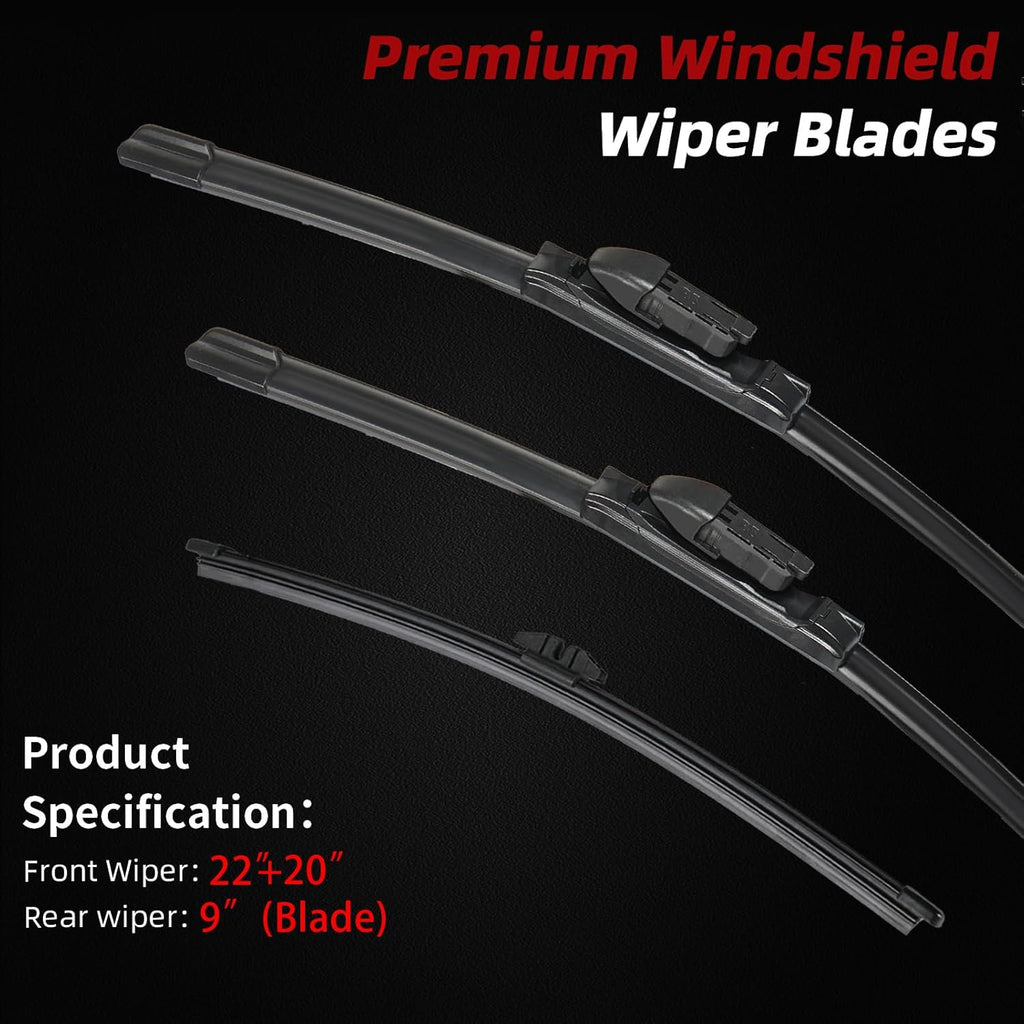 OTUAYAUTO Windshield Wiper Blades - Replacement for Ford Bronco Sport 2021-2024, Front and Rear Wipers Set, Top Lock - 22"+20"+10" (Pack of 3)