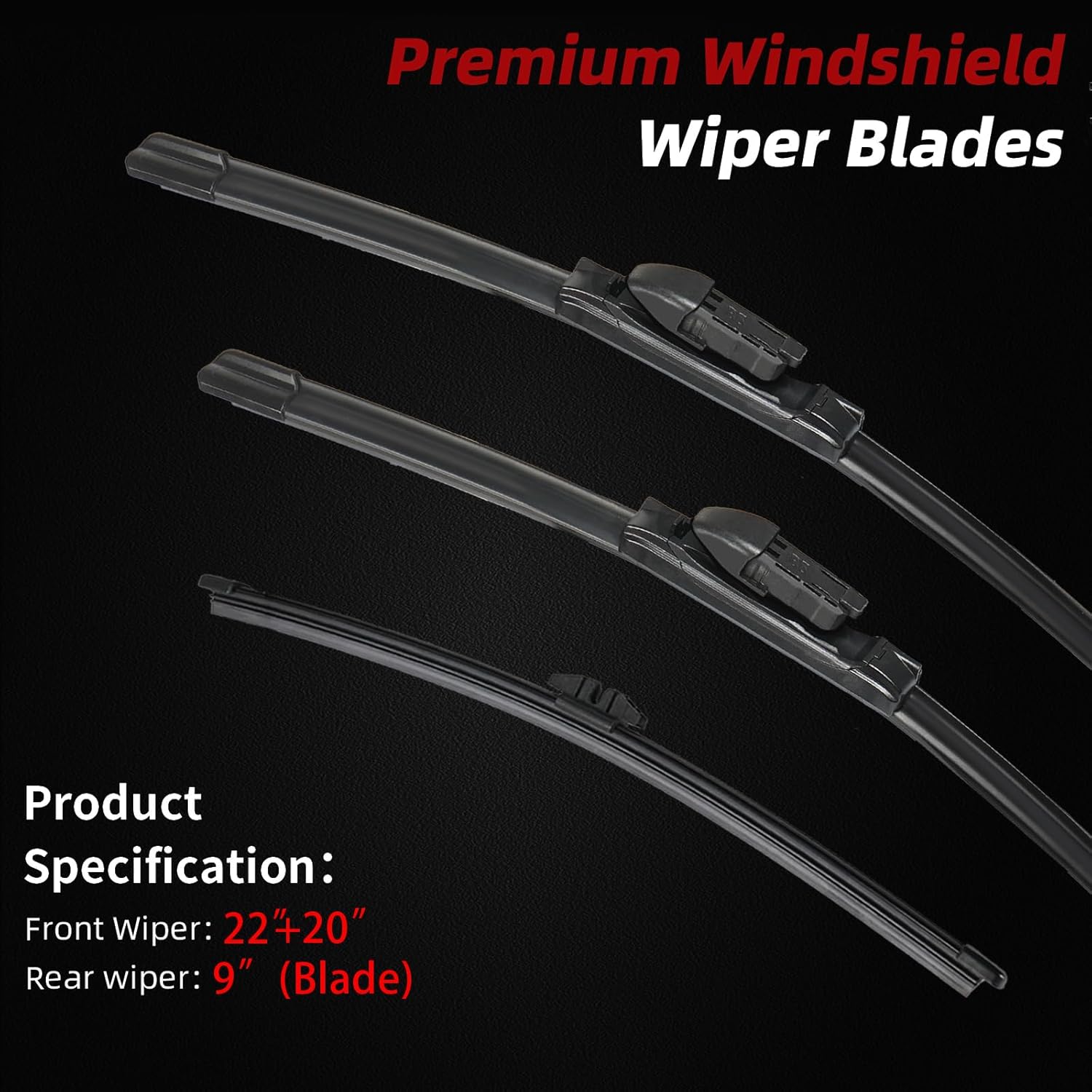 OTUAYAUTO Windshield Wiper Blades - Replacement for Ford Bronco Sport 2021-2024, Front and Rear Wipers Set, Top Lock - 22"+20"+10" (Pack of 3)