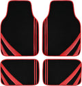 CAR PASS Red Edge Leather Car Floor Mats, Universal Waterproof Car Mats with Double Stitch Line and Anti-Slip Backing Design, for Cute Girly Women, Fit 95% Automotive,SUVs,Sedan,Vans (Black and Red)
