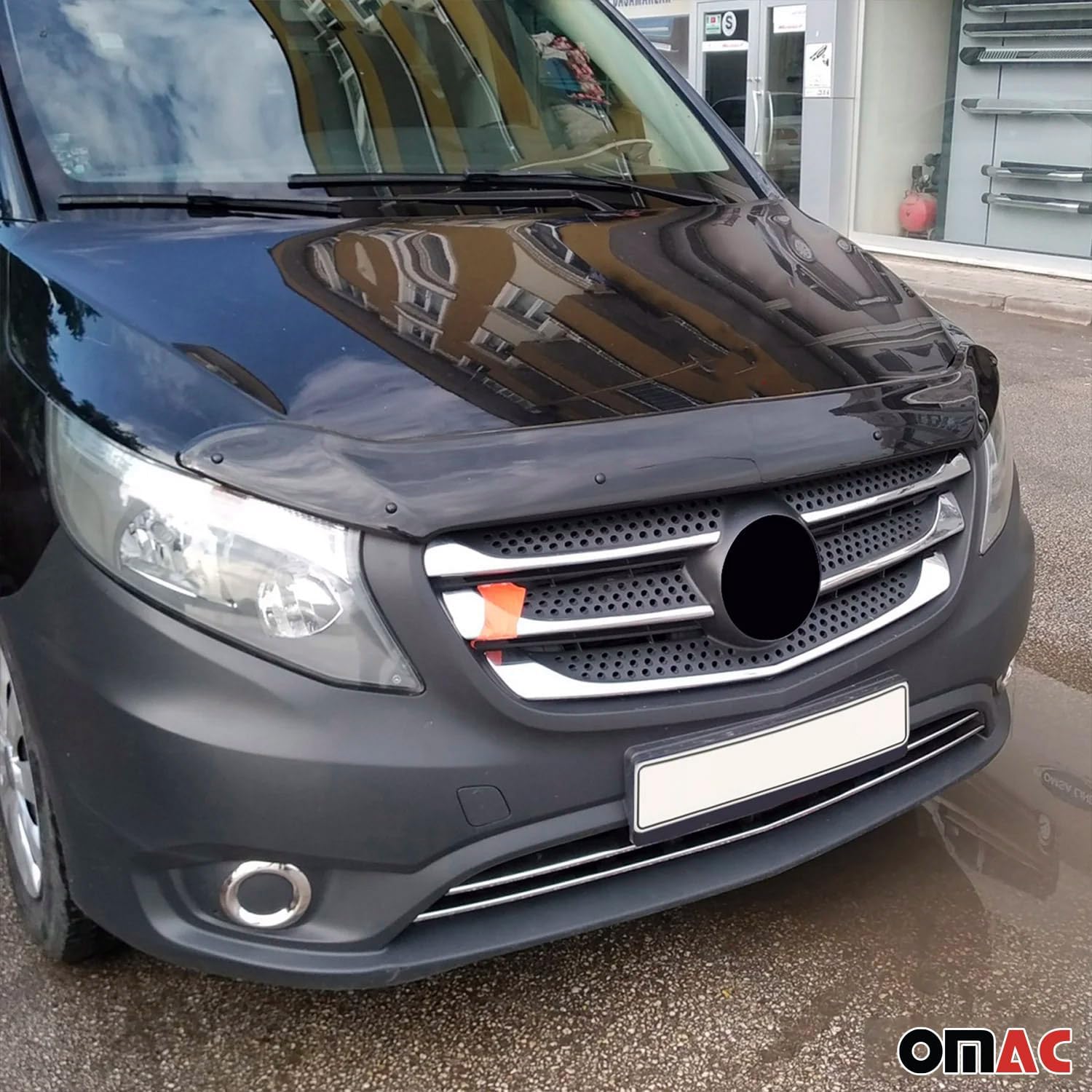 OMAC Front Bug Shield Hood Deflector & Window Visor for Mercedes Metris 2016-2024