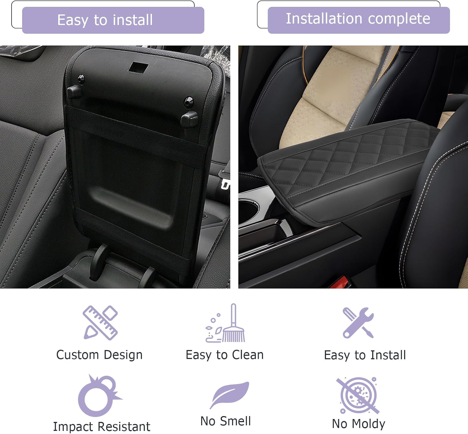 LUWU Center Console Cover Compatible with 2025 Chevrolet Equinox Accessories 2025 Equinox Armrest Cover Center Console Pad 2025 Equinox LT, ACTIV, RS Armrest Console Cover Soft Leather (Black A)