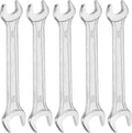 HARFINGTON 5pcs Double Open End Wrench 10mm x 12mm Metric 15 Degree Offset Angle Small Flat Head Wrench Galvanizing Open Ended Spanner for Automotive Repair Furniture Assembly