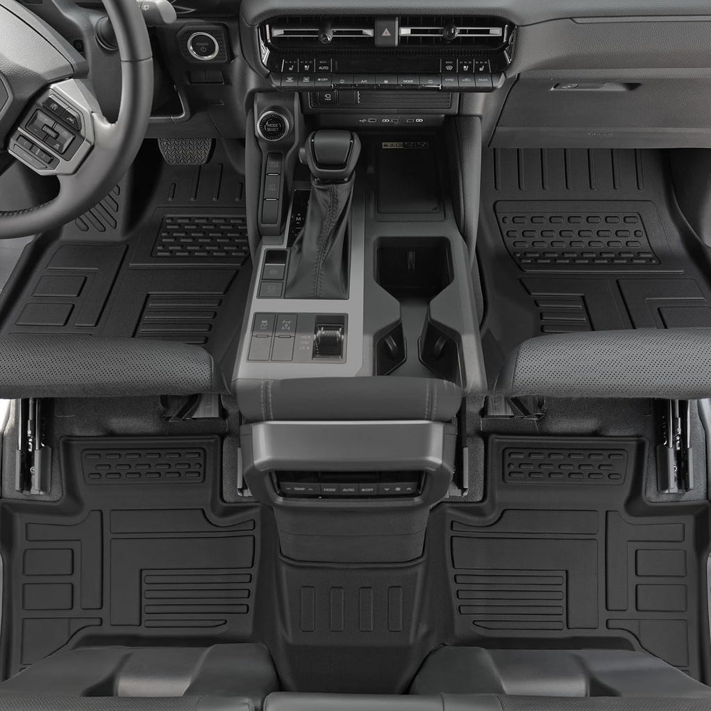 Floor Mats Set for 2024 2025 Toyota Land Cruiser Prado 5 Seats, Full Coverage All Weather Floor Mats Cargo Mat with Backrest Protectors & Door Sill Guards for Land Cruiser Accessories