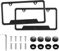LivTee Carbon Fiber License Plate Frames, 2 Holes Stainless Steel License Plate Covers, 2PCS Car License Plate Holder, Slim Design with Gasket Cover for US Cars, Automotive Exterior Accessories