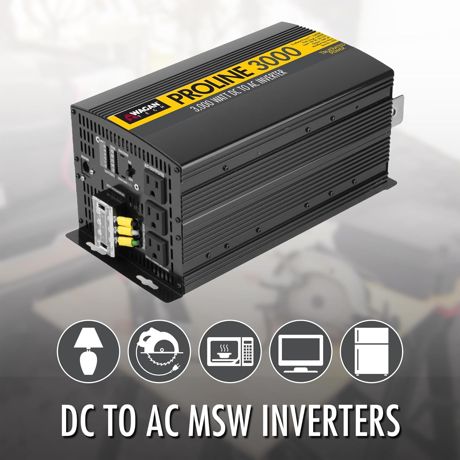 Wagan EL3742 3000 Watt Power Inverter with Remote Control 6000 Watt Surge Peak Power converter for Home RV Camping Van Life Off Grid