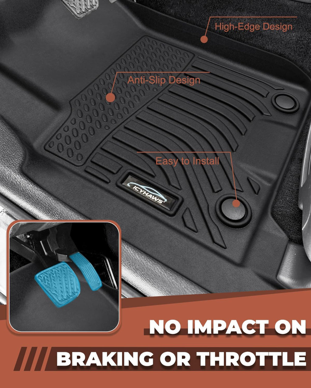 Custom Fit All-Weather TPE Ruber Floor Mats for Nissan Armada/Infiniti QX80 2019-2024 | Waterproof, Anti-Slip Front & Rear Row Floor Liners Automotive Accessories | 3-Piece Set (Black)