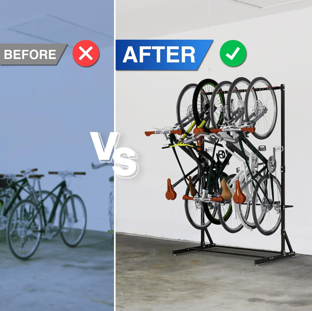 Yes4All Freestanding Bike Storage Rack, 300 Lbs 5 Levels Sturdy Steel Vertical Bike Rack, Bike Racks for Home and Garage Organizer, Indoor/Outdoor Bike Storage Rack