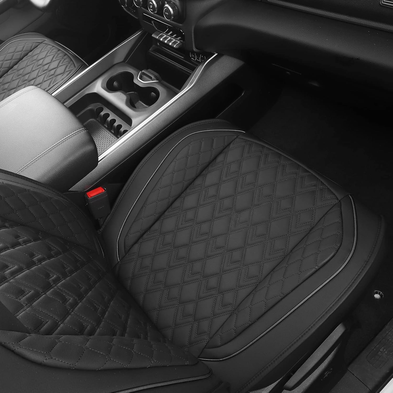 JOJOBAY Car Seat Covers for Dodge Ram 2 Pcs Front,Fit Ram 2009-2025 1500/2500/3500 Pick-up Truck,Crew,Regular,Quad,Mega Cab,Waterproof Leather Automotive Seat Covers 2 PCS Front,Black