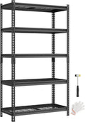 SONGMICS 5-Tier Storage Shelves, Heavy-Duty Garage Shelving, Adjustable Shelving Unit, Steel Shelf, Boltless Assembly, for Garage, Shed, 2,250 lb Load, 18 x 36 x 72 Inches, Ink Black UGLR453B01