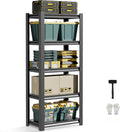 JHYKHG 63" H Storage Shelves,5-Tier Heavy Duty Garage Shelving,Adjustable Shelving Unit,Metal Shelf,Boltless Assembly Rack for Warehouse,Shed,2,500 lb Load,16 x 24 x 63 Inches,Black