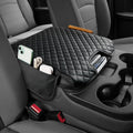 JOYTUTUS Center Console Cover Compatible with 2013-2018 Ram 1500 & 2013-2025 Ram 2500/3500/1500 Classic Model Jump Seat, Leather Arm Rest Armrest Cover for Car, Middle Console Cover Lid, with 2 Pocket
