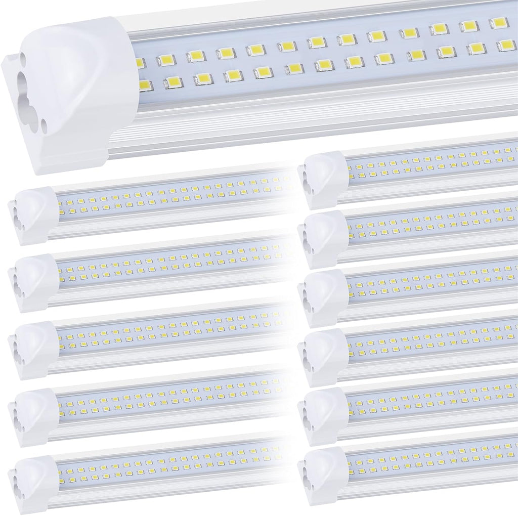 12 Pack,Led Shop Lights, 8FT Led Shop Light,100W 6000K 15000LM Clear White,Led Shop Light 8FT 110V Linkable Integrated Flat-Shape for Shop Garage,Warehouse,