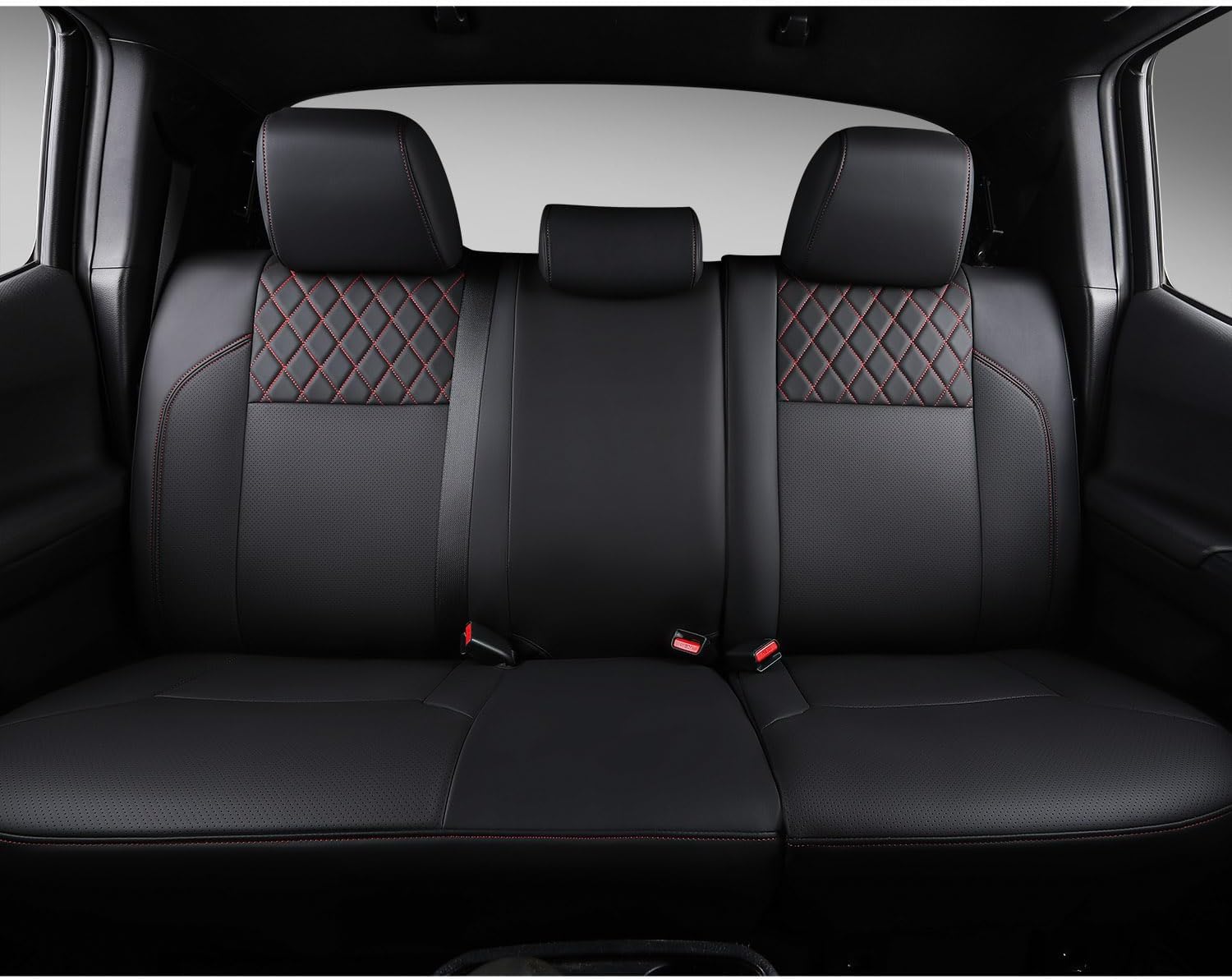PTYYDS Seat Covers Compatible with 2016-2023 Toyota Tacoma Seat Covers Replacement for 16-23 Tacoma SR5 TRD Off Road Limited Accessories(Full Set,Black+Red)