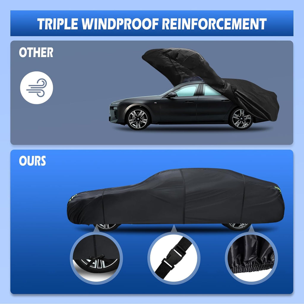Migaven 6 Layers Car Cover Custom Fit for Toyota Corolla 2000-2023, Honda Civic 1991-2023, Waterproof Full Exterior Cover Rain Sun Protection with Door Zipper