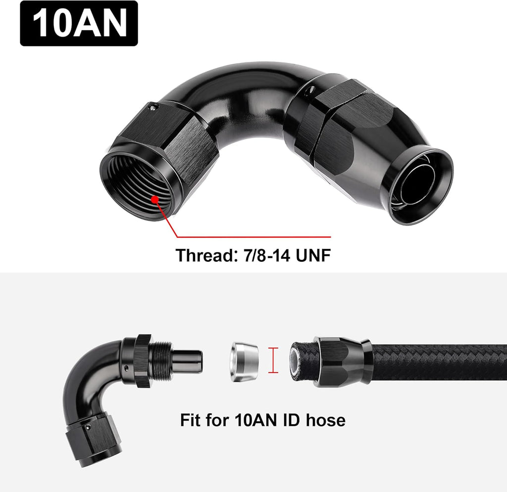EVIL ENERGY 10AN 120 Degree PTFE One Piece Full Flow End Hose Fitting Aluminum Black