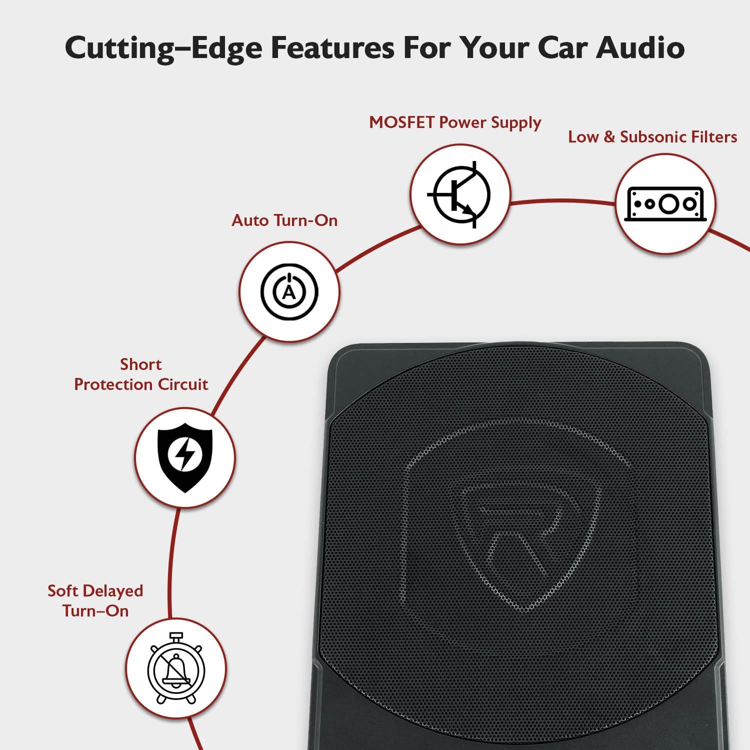 Rockville SS10P 800W Slim Under-Seat Active Car/Truck Subwoofer, Built-in Amp, Wired Remote Bass Knob, Cast Aluminum, for Car Audio Upgrades