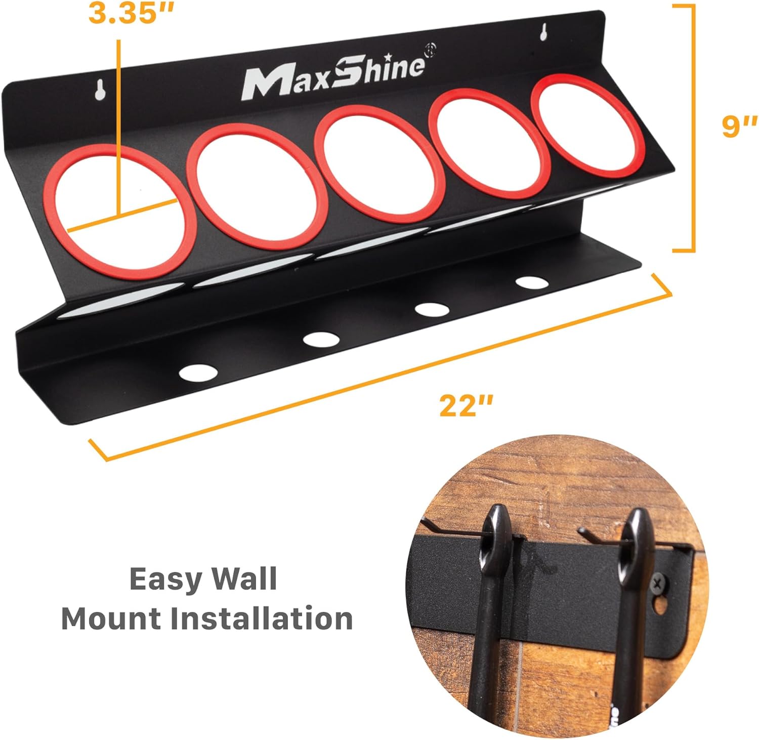 Maxshine Universal Detailing Spray Bottle Holder - Mobile Detailing & Car Garage Organizer, Holds 5 Sprayers (16/32oz) with 4 Small Holes, Lightweight Design, Easy Wall Mounting (No Logo)