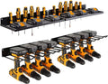 Power Tool Organizer with Charging Station, Drill Holder, Wall Mount, Garage Storage Shelves, Heavy Duty Pegboard Wall Organizer Set, Solid Metal, Black, 2 Pack, 4 Set