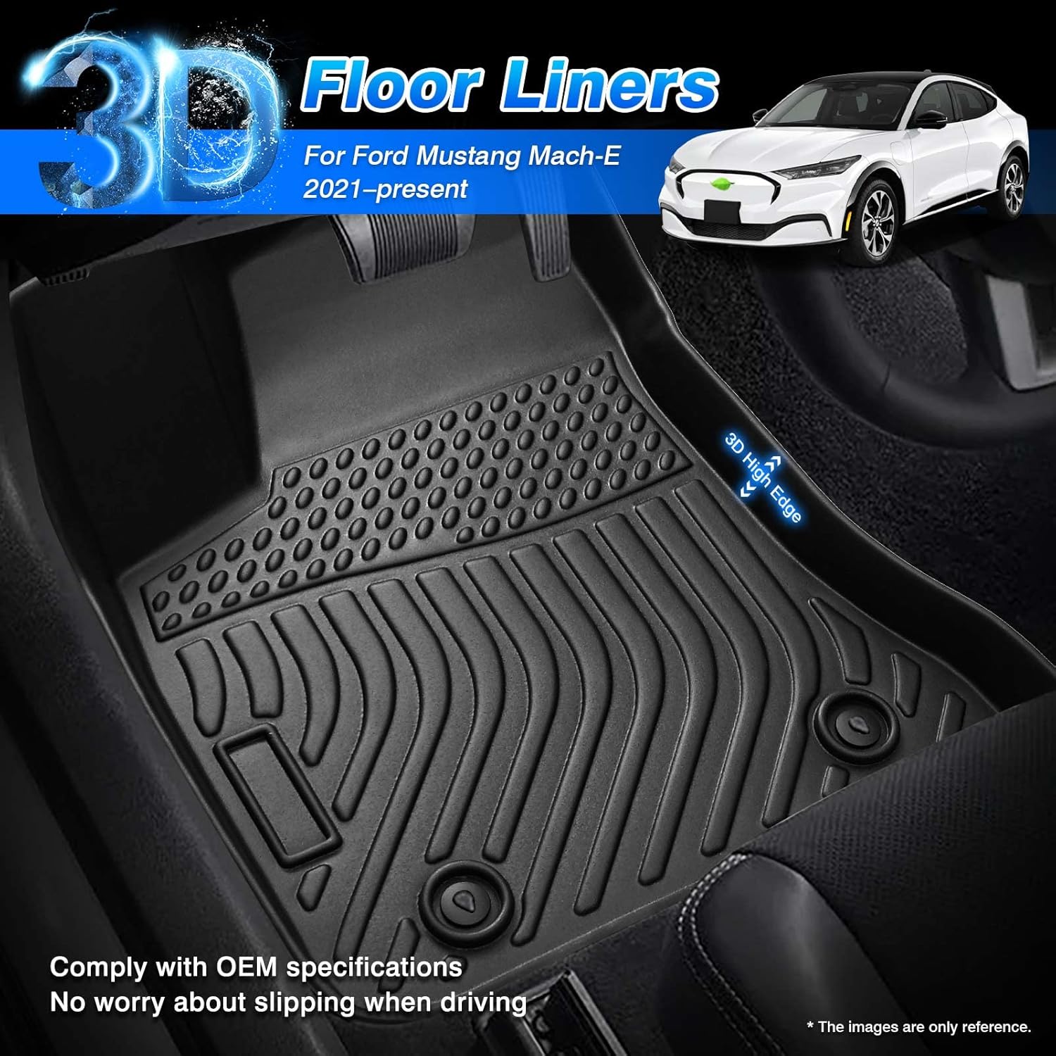Cartist Custom Fit Floor Mats Ford Mustang Mach-E 2021 2022 2023 2024 2025 2026 (NOT for Ford Mustang), All Weather Floor Mats for Mustang Mach-E Accessories