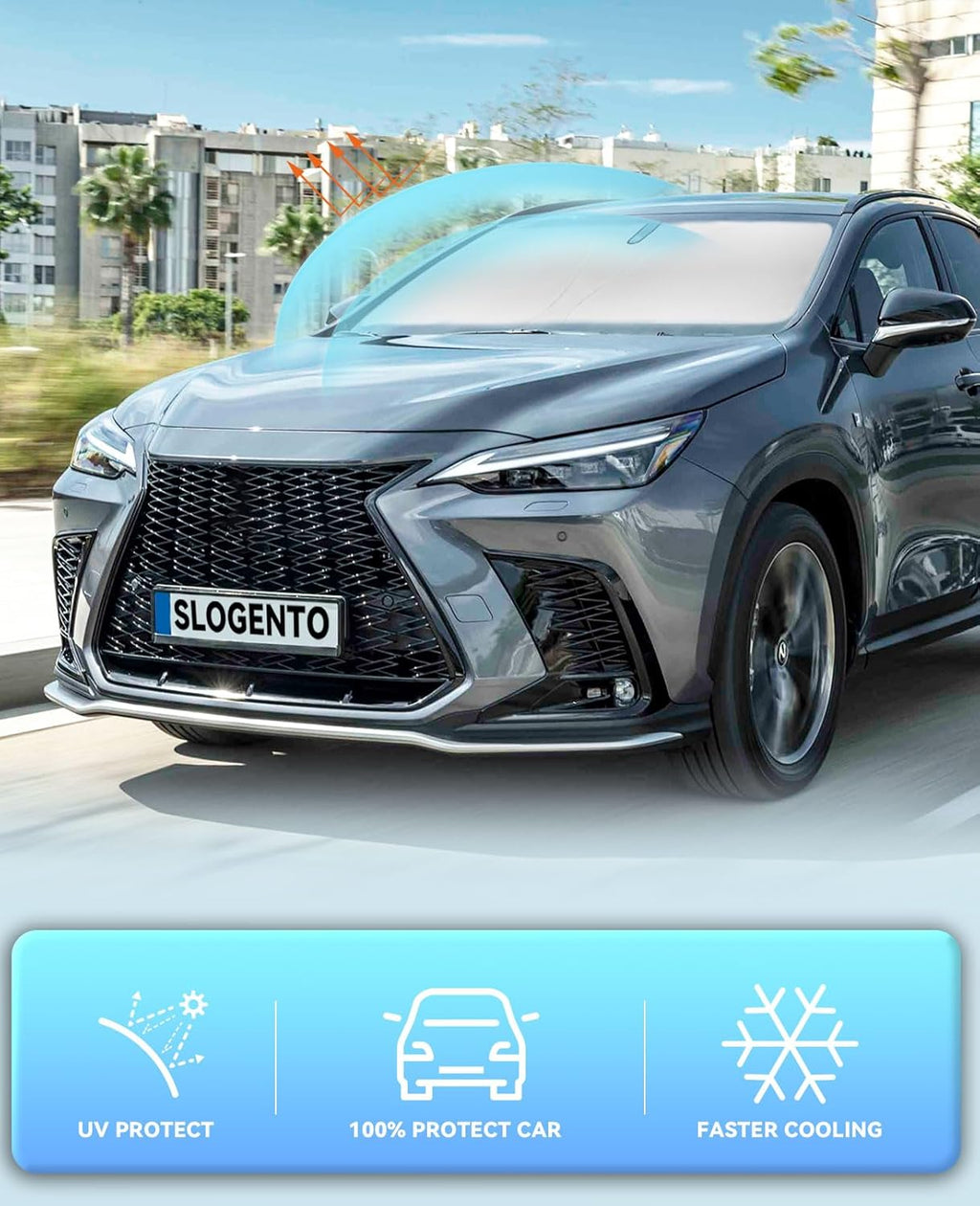 Sun Shade for NX300h/NX300/NX200t Windshield Sunshades for 2015-2020 2021 Lexus NX SUV Windshield Cover for NX300 NX300h Front Window Shields Protector Sun Visor Blocks UV Rays Car Accessories
