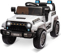 Hetoy 12V Kids Ride On Truck Car, Battery Powered Electric Car w/Parent Remote Control, Spring Suspension, 3 Speeds, Horn, Music & Story, Kids 4 Wheeler Electric Vehicle Toy, White