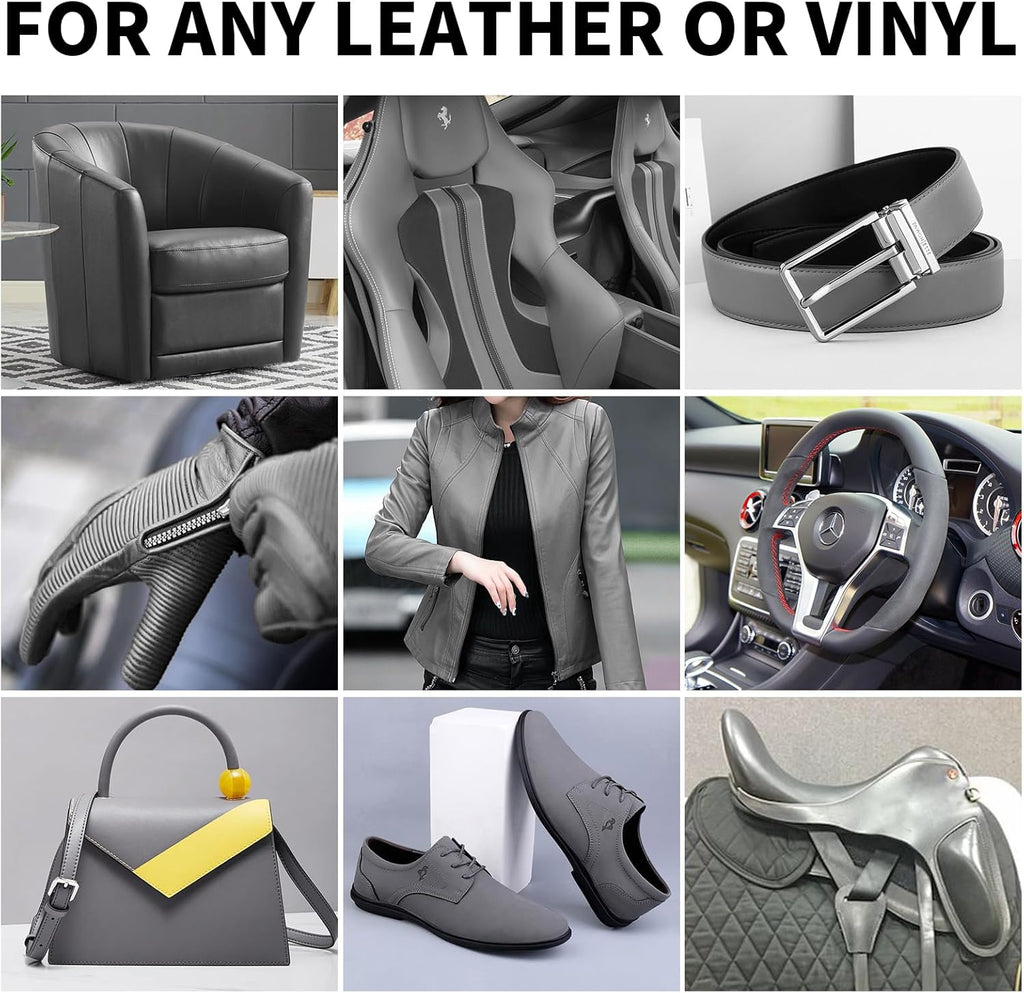 8.5oz Leather Recoloring Balm with 100ml Mink Oil,Dark Gray Leather Repair kit for Furniture and Car Interior,Leather Couch Scratch Repair,Leather Dye Paint,Mink Oil for Leather