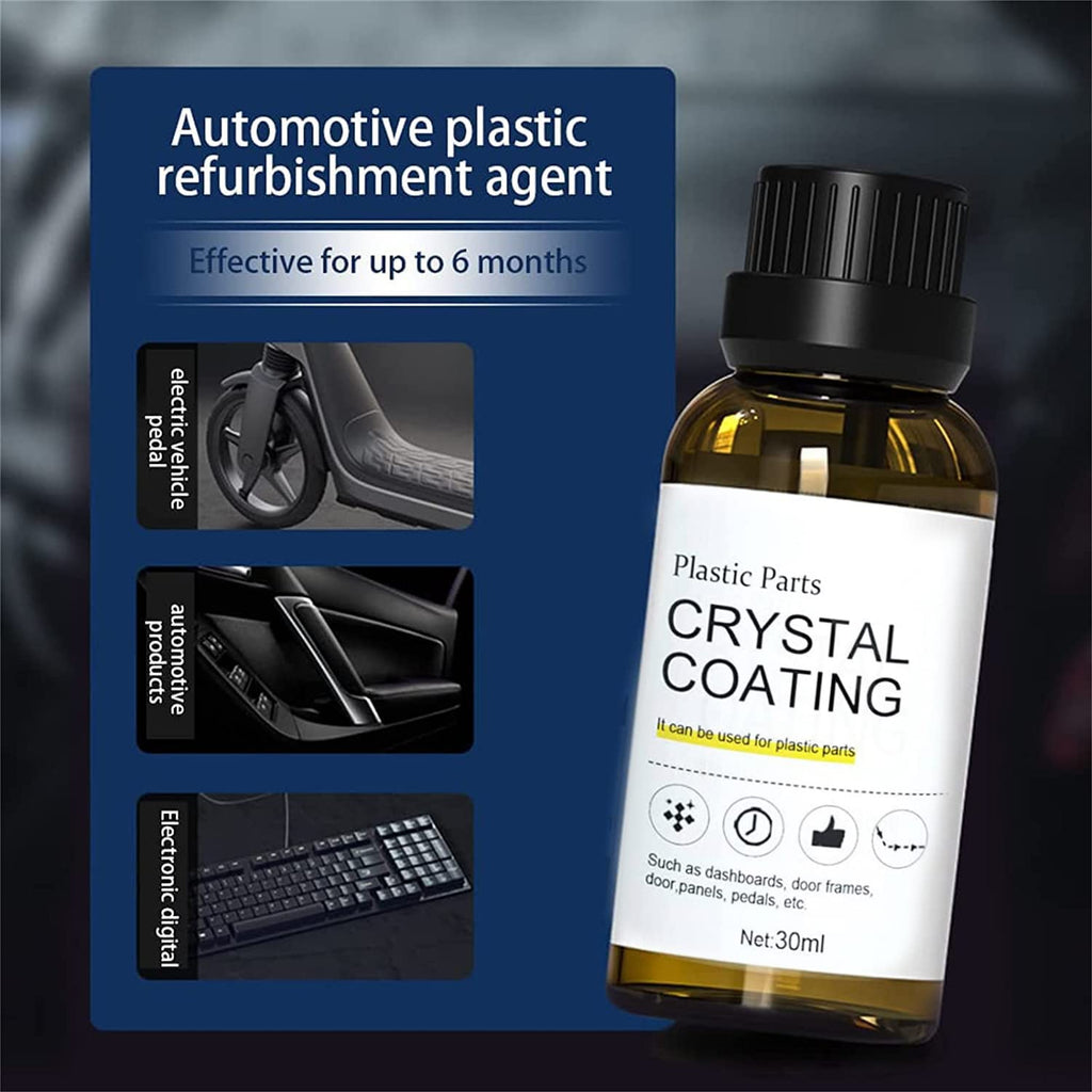 3Pcs Crystal Coating for Car, Plastic Parts Crystal Coating, Cristal para PláStico Del Carro for Car, Great Gloss Protection, Long Duration Refurbish Agent with Spong