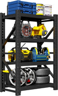 Garage Shelving Unit, 4 Tier Heavy Duty Racks, Easy Assembly, Metal Racks with Adjustable Shelves, 3000 LBS Load Capacity,for Warehouse,Basement (Black, 19.7" D x 41.3" W x 78.7" H)