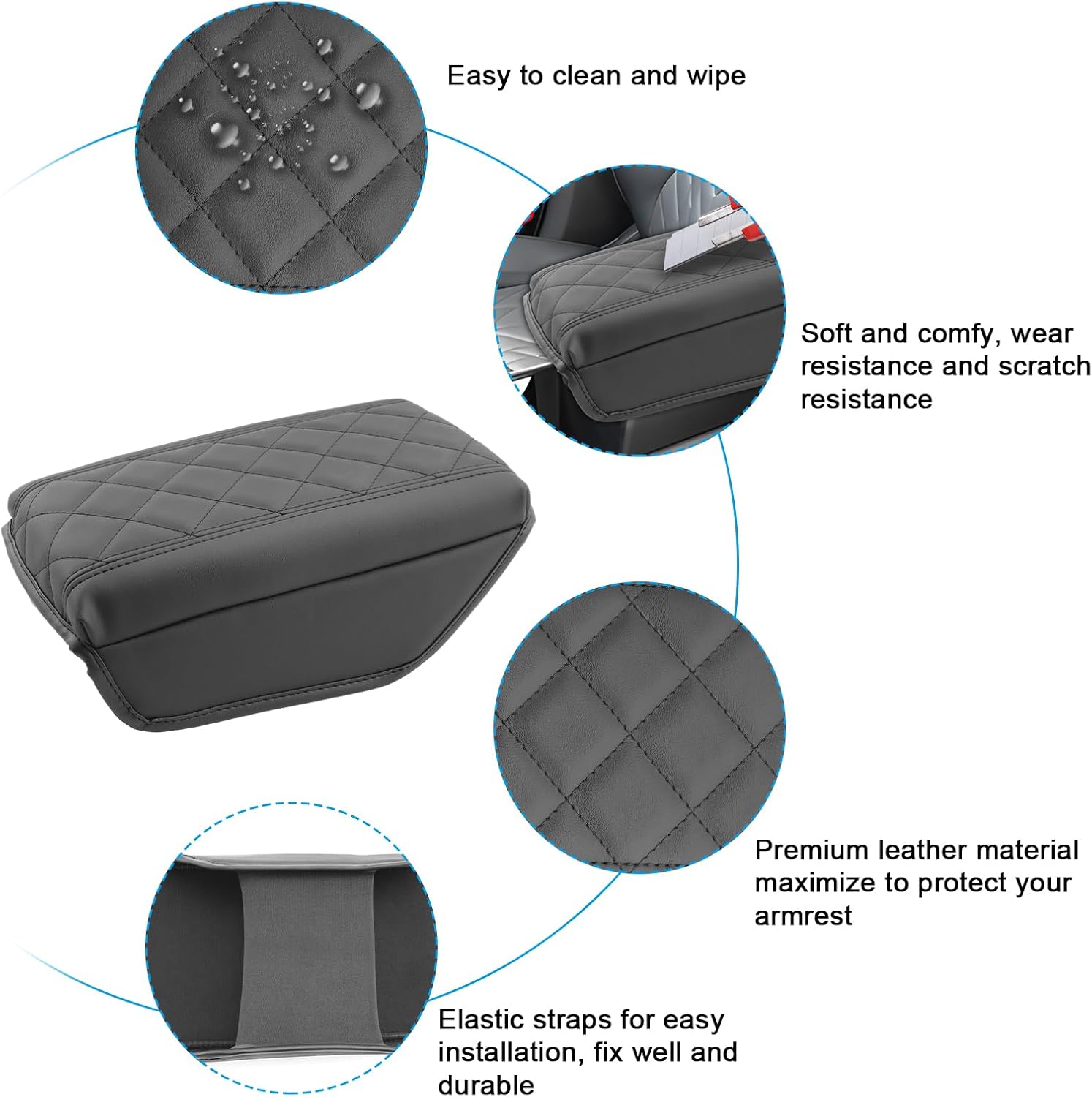 SXCY for 2024 2025 Sportage Armrest Cover Pad for Kia Sportage 2024 2025 Accessories 2023 2024 2025 Sportage Center Console Cover 2025 Sportage Middle Console Cover (Thicken Pad Checkered Pattern)