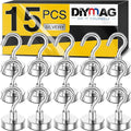 DIYMAG Magnetic Hooks, 30Lbs Strong Heavy Duty Cruise Magnet Hooks for Classroom, Fridge, Hanging, Cabins, Grill, Kitchen, Garage, Workplace and Office etc, (15 Pack-Silver)