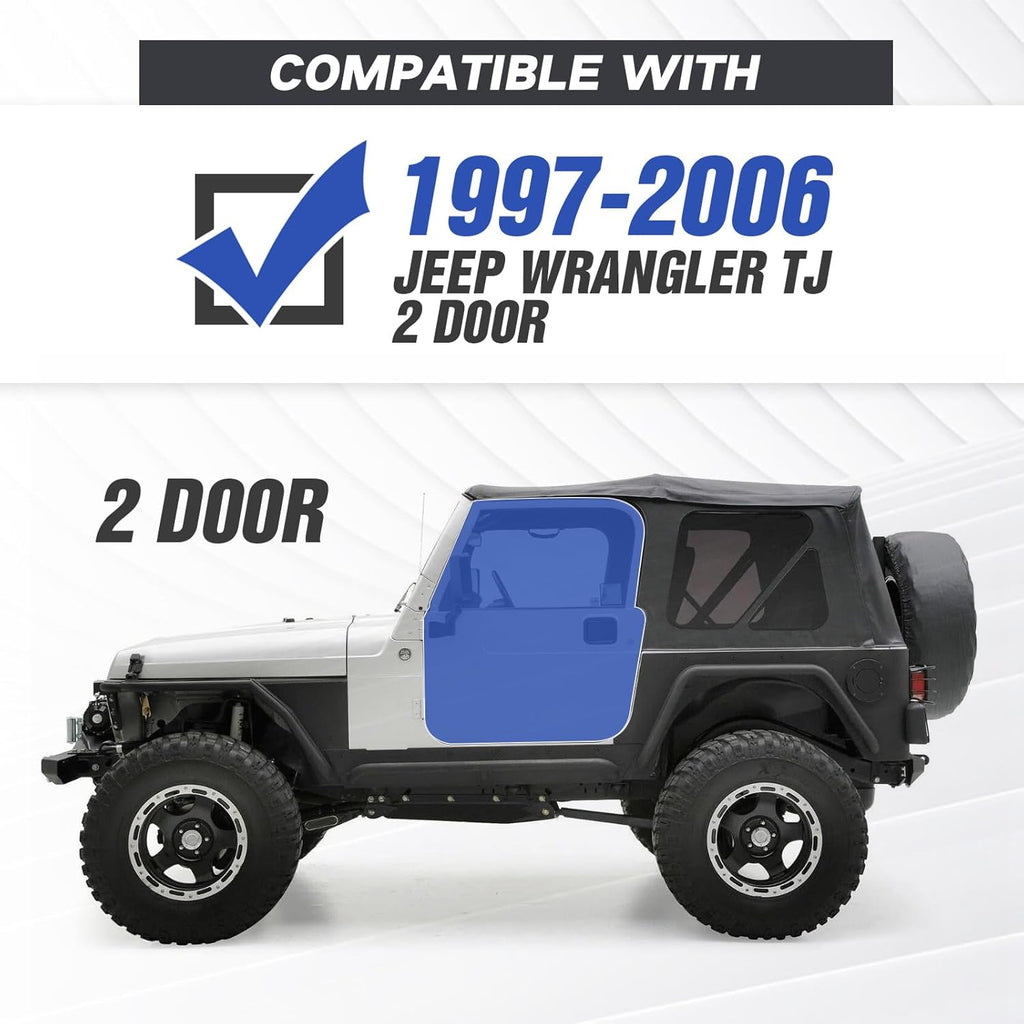 Running Boards Side Steps Compatible with 1997-2006 Jeep Wrangler TJ 2 Doors, Heavy-Duty Steel Nerf Bars Step Plates Rock Sliders Rails (Off-Road, Black)