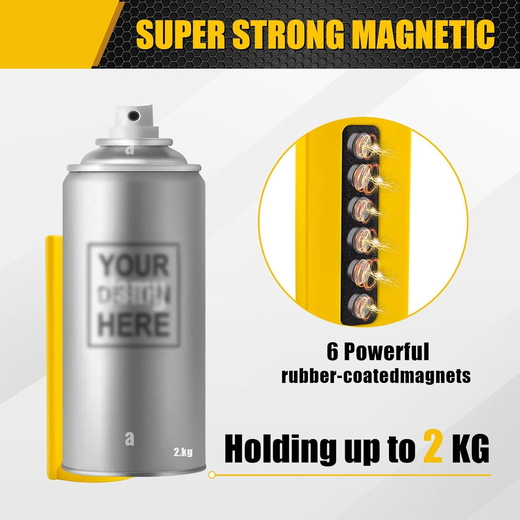 4 Pcs Magnetic Aerosol Spray Can Holder,Powerful Magnet Toolbox Bottle Holder, Spray Can Wall Mount Organizer Paint Can Bottle Rack for Garage,Toolbox, Workspace