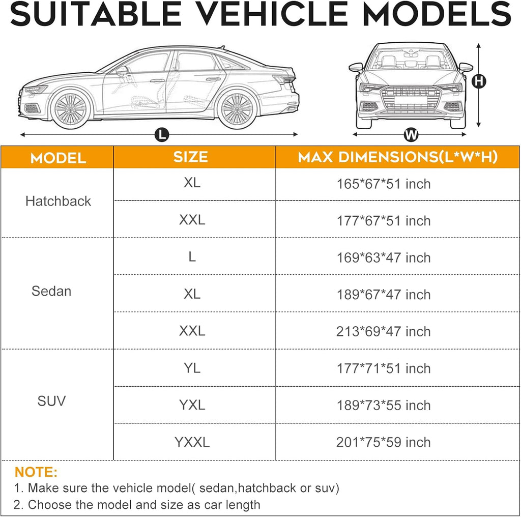 Waterproof SUV Car Cover: 6-Layer Protection from Rain, Snow, UV & Dust - Universal Fit up to 177 inches with Zipper Door & Windproof Straps for Outdoor, Garage, Travel Use, Silver