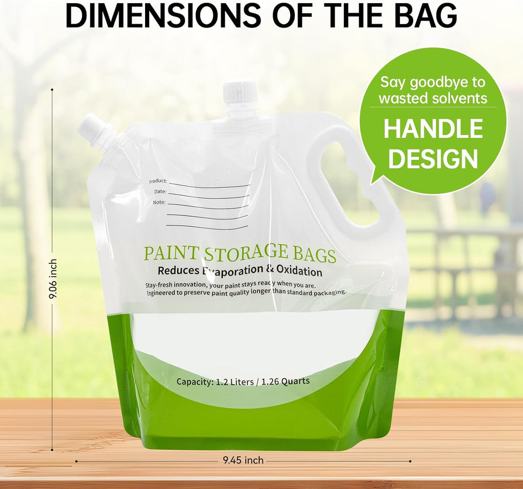 4 Pcs Paint Storage Pack Bags, 1.2L Reusable Paint Saver Bags with Funnel for Leftover Water Based Paint, Airtight Pouches for Easy Mixing & Dispensing for Home DIY Professional Painters
