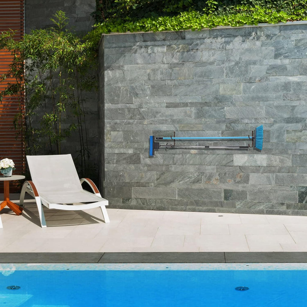 6 Pieces Pool Pole Hook Hanger Swimming Metal Brackets Pool Hook with 12 Pieces Screws for Telescopic Poles, Skimmers, Leaf Rakes, Net, Brush, Vacuum Hose, Garden and Pool Accessories (Coffee Color)