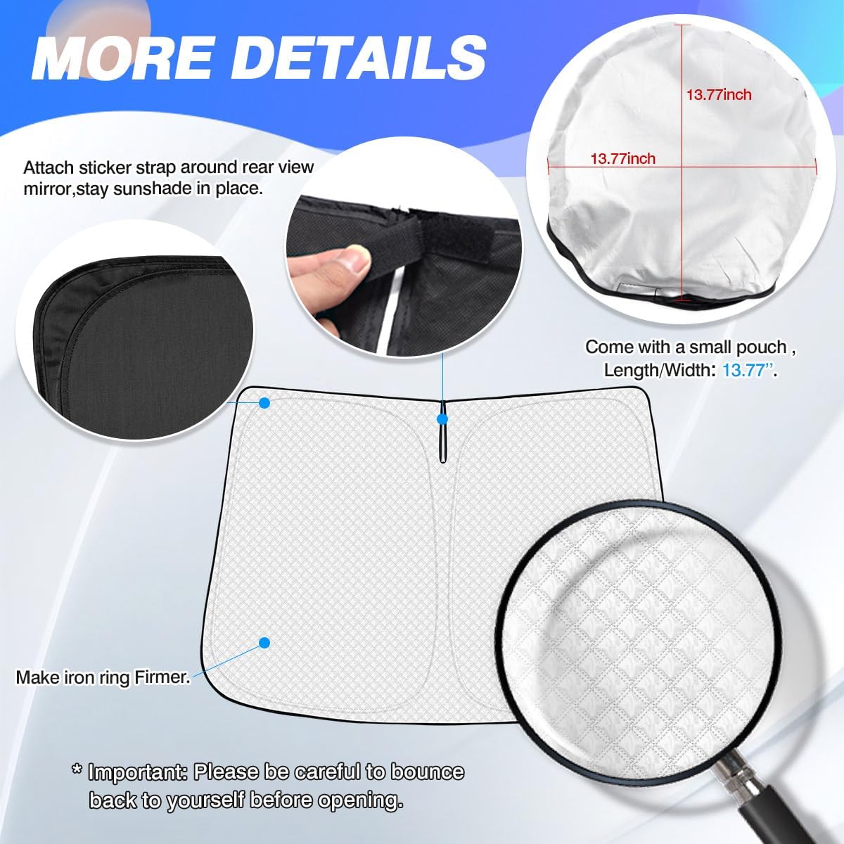Windshield Sun Shade for Hyun-dai Ioniq 5 Accessories 2022-2025 2026 Thicken 6-Layer Front Window Sunshade Cover Sun Visor Protector Foldable Block UV Rays Keep Vehicle Cool