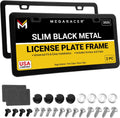 Premium Slim Matte Black License Plate Frames – 2 Pack, Rust-Free Stainless Steel & Rattle-Free, Street Legal, Universal with Screw Caps Cover, Thin Metal Front & Rear Car Tag Holders for Men & Women