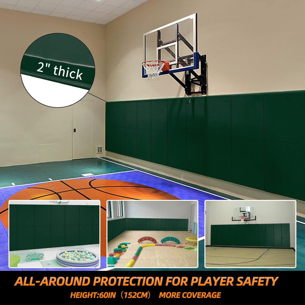 PROGOAL 2"/4" Thick Foam Protection Wall Pad，Gym Basketball-Court Protectors，Durable Waterproof Padding for Wall-Mounted Basketball Hoops(60" L x 20" W)…