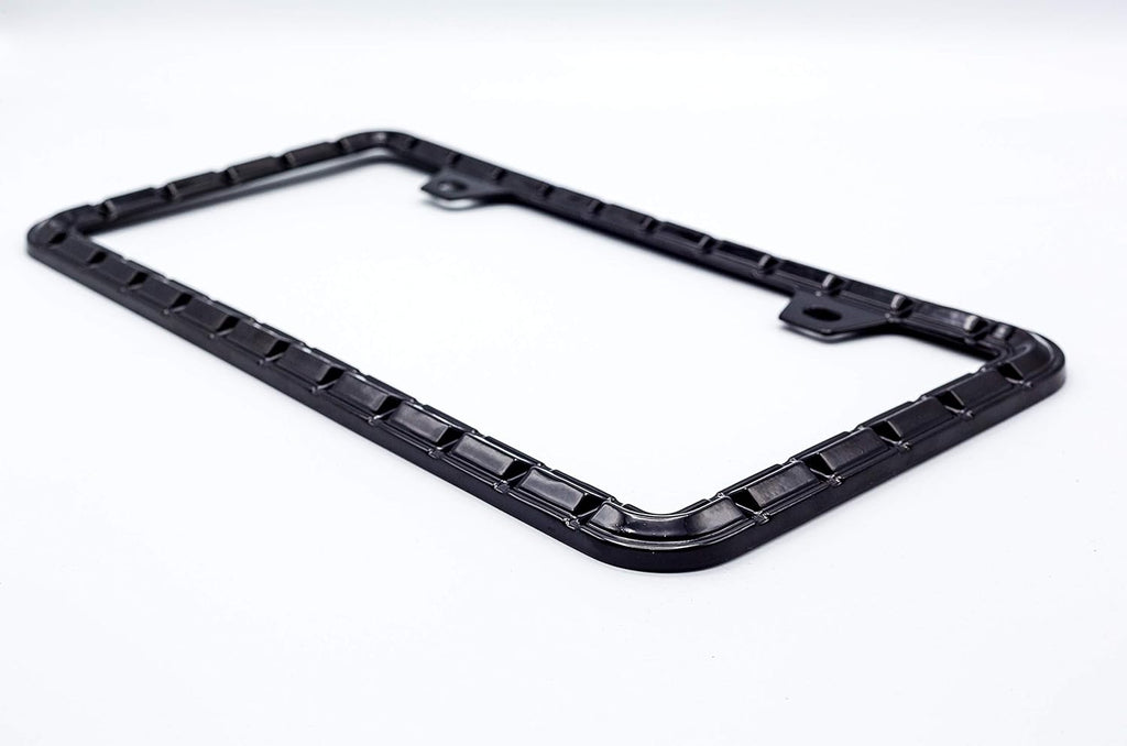 Creathome 3D Brilliance Black License Plate Frames, Pure Zinc Alloy Metal with Chain Patterned