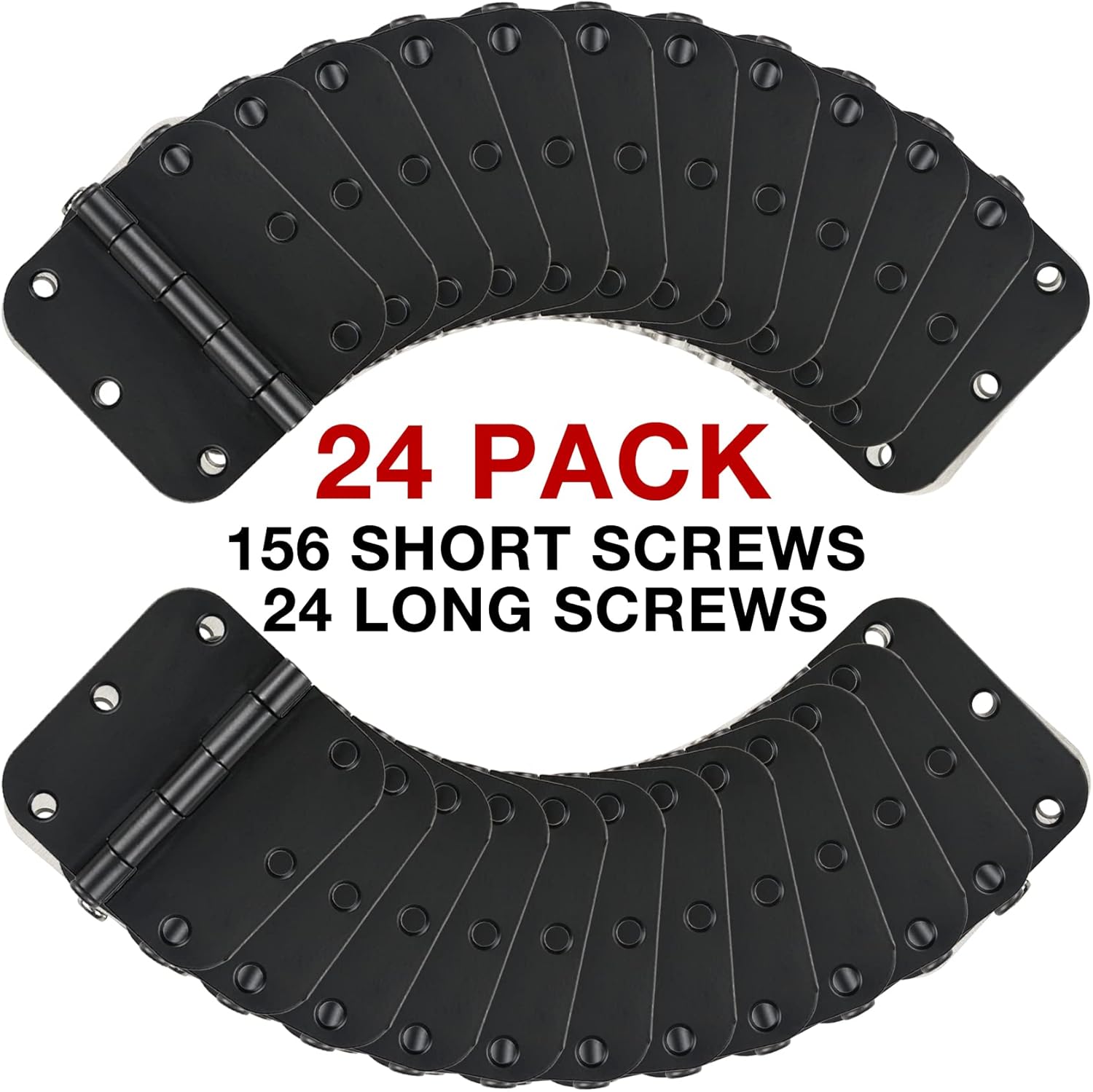 24 Pack Matte Black Door Hinges 3.5 x 3.5 Inch Interior 3 1/2 Inch Door Hinges for Doors Rounded 5/8" Radius Corners Flat Iron Hinge 3 ½"x 3 ½" Door Hardware Bisagras para Puertas Bedroom Home Decor