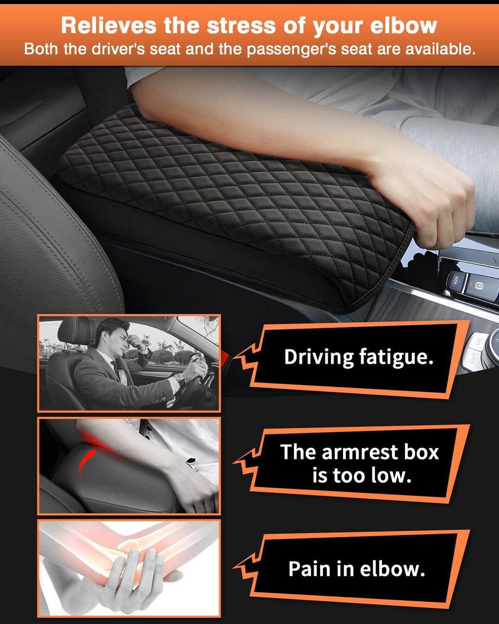 Shademax BMW X3 Center Console Cover, Armrest Cover Cushion Pad for BMW X3 Accessories 2024 2023-2018, PU Leather Armrest Seat Box Protector BMW X3 Middle Console Cover Anti-Scratch Black