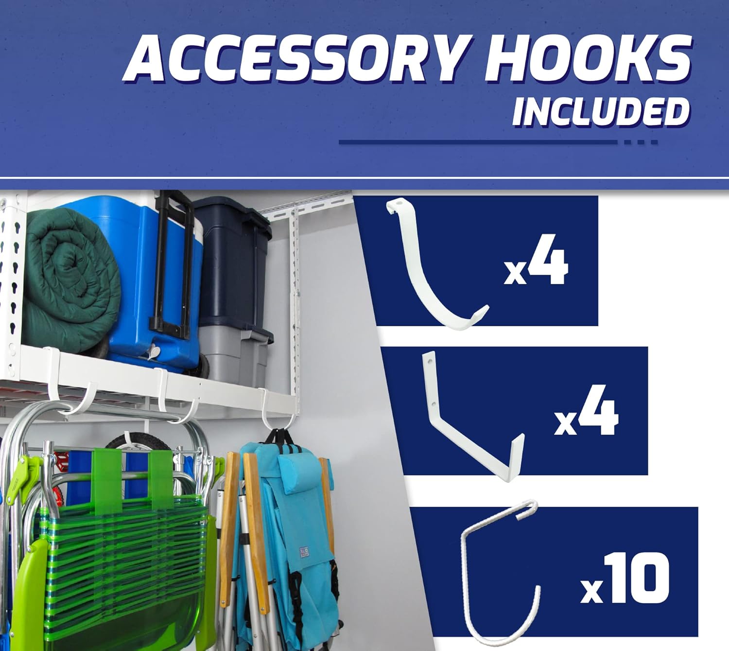 SafeRacks Overhead Garage Storage Rack, Heavy Duty Racks for Garage w/ 600 lb Capacity, Easy Garage Storage Adjustable Storage Rack Ceiling Mount Storage for Garage 4x8 White, 12"-21" (2 Pack)