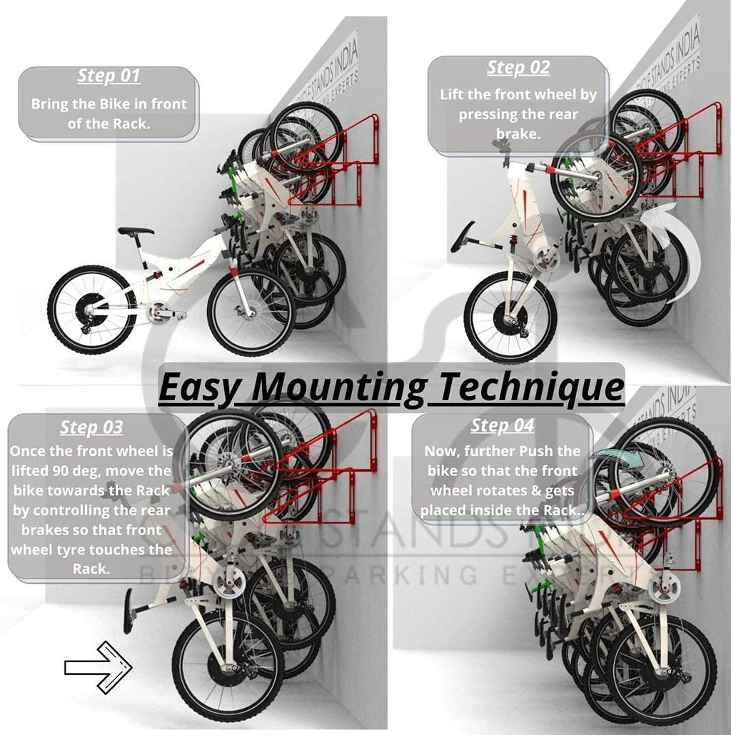 Bike Wall Mount Vertical Hanger for Home Space Saving Bike Rack Storage Mount for Garage or Home, Bicycle Holder for Mountain Bikes Road Bikes Holds up to 77lbs, Red,Pack of 1