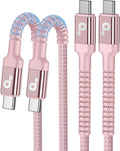 USBC Cable 10FT, 2Pack Long USBC Fast Charging Cable, Nylon Braided USB C to USB C iPhone Charger Cord Compatible with iPhone 16/15/Pro Max/Plus/Samsung Galaxy S23/LG/Switch-Pink