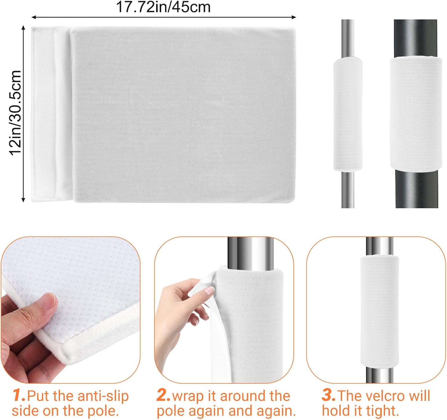 YeeBeny 4pcs Basement Pole Wrap, Garage Pole Padding with Anti Slip Fabric12x14.5 Inch, Pole Wrap Wood Roll, Column Wrap for Basketball Pole, Garage Pole, Playground Pole (White, 15x12)