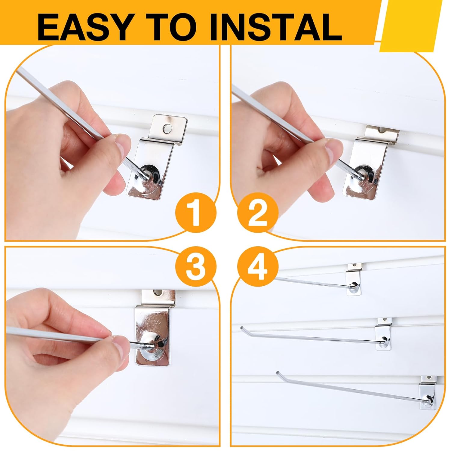Moxweyeni 100 Pcs Heavy Duty Slatwall Panel Hooks Hanging Metal Slat Wall Hanging Hooks Silver Slat Wall Hanger Commercial Grade Slatwall Pegs Accessories for Shop Retail Display (11.8inch)