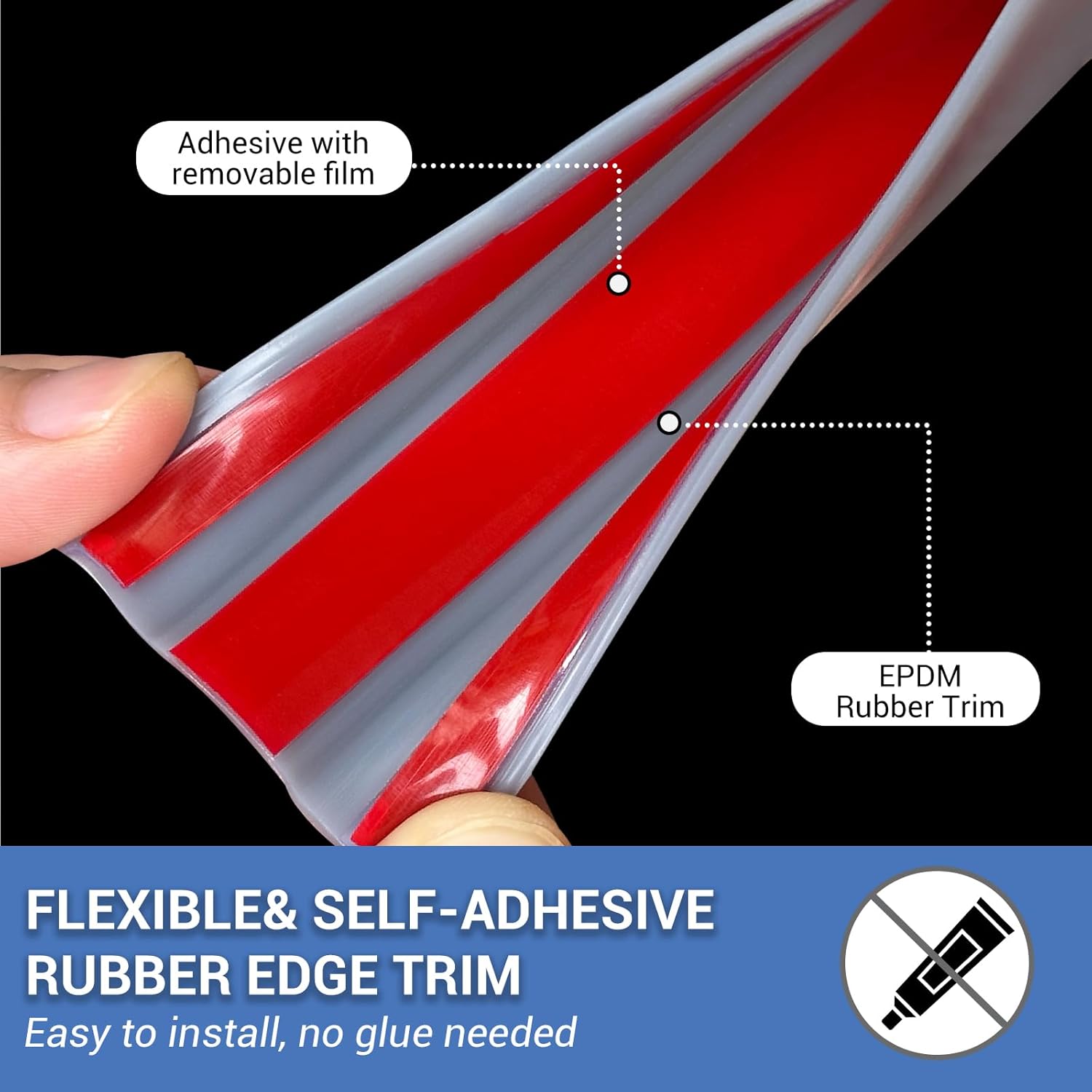 Rubber Edge Trim, Flexible Edge Banding, 5/8"(16mm) U Channel Furniture Edge Protector, Self Adhesive Edge Guards for Plywood, Wood, Glass Parts, 20Ft, Grey Color